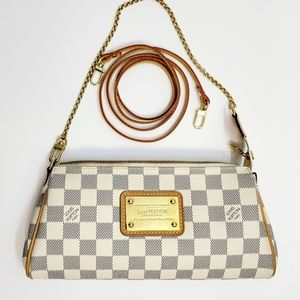 Authentic Louis Vuitton Eva Damier Azur Clutch Bag